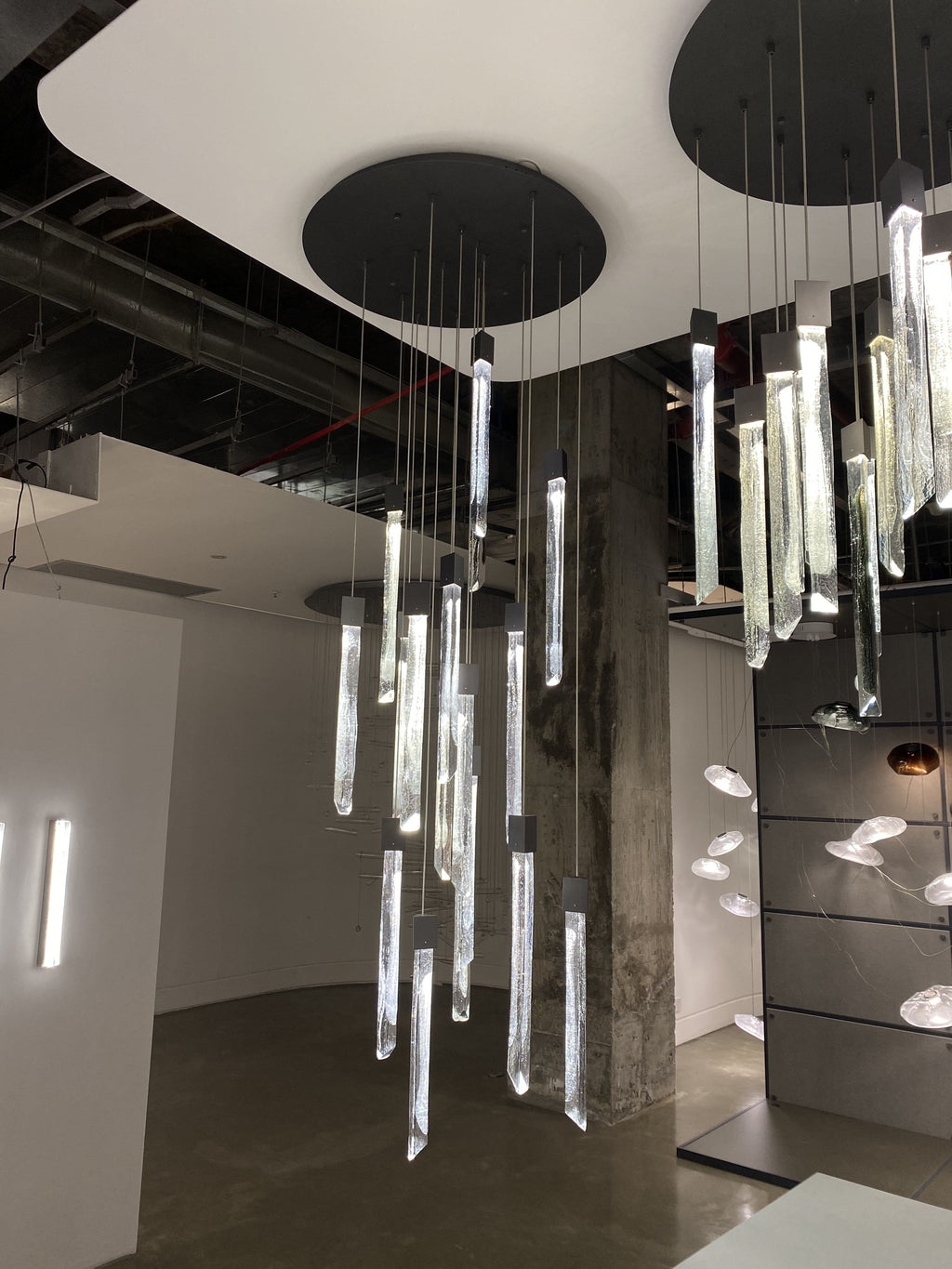 Modern Ash Black Round / rectangle Crystal Sticks Chandelier for Dining Room / living Room / staircase