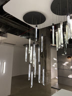 Modern Ash Black Round / rectangle Crystal Sticks Chandelier for Dining Room / living Room / staircase