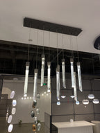 Modern Ash Black Round / rectangle Crystal Sticks Chandelier for Dining Room / living Room / staircase