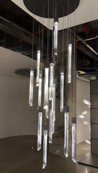 Modern Ash Black Round / rectangle Crystal Sticks Chandelier for Dining Room / living Room / staircase