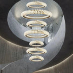 Extra Large Multi-Layers Rings Crystal Chandelier Modern Art Waves Creative Pendant Light for High-Ciling