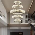 Extra Large Multi-Layers Rings Crystal Chandelier Modern Art Waves Creative Pendant Light for High-Ciling