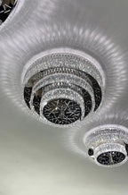 Oversized Modern Creative Flush Mount Round Multi-Layers Crystal Pendant Chandelier for Living / dining Room /