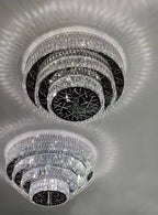 Oversized Modern Creative Flush Mount Round Multi-Layers Crystal Pendant Chandelier for Living / dining Room /