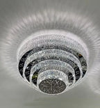 Oversized Modern Creative Flush Mount Round Multi-Layers Crystal Pendant Chandelier for Living / dining Room /