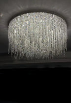 Modern Luxury Tassel Flush Mount Oval / round Crystal Chandelier Set for Living Room / bedroom / dining Room