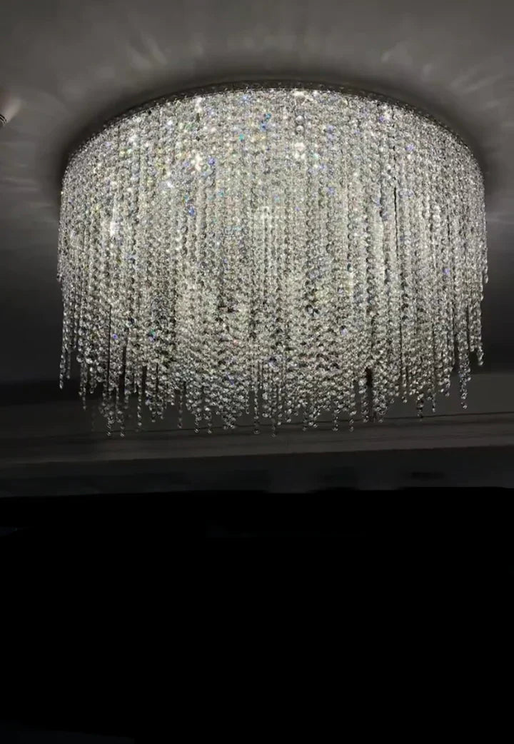 Modern Luxury Tassel Flush Mount Oval / round Crystal Chandelier Set for Living Room / bedroom / dining Room