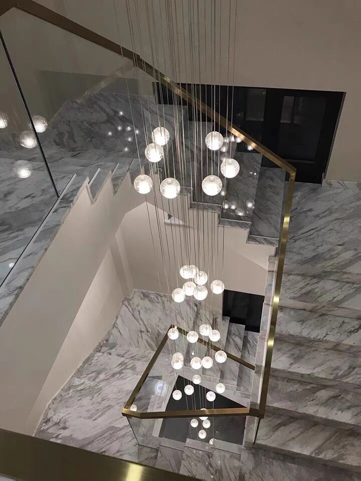Oversized Nordic Art Round Air Bubbles Pendant Chandelier for Stairs / spiral Staircase / hotel