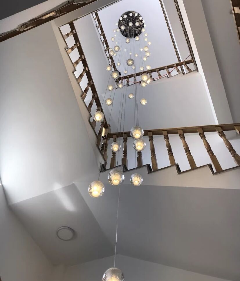 Oversized Nordic Art Round Air Bubbles Pendant Chandelier for Stairs / spiral Staircase / hotel