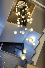 Oversized Nordic Art Round Air Bubbles Pendant Chandelier for Stairs / spiral Staircase / hotel