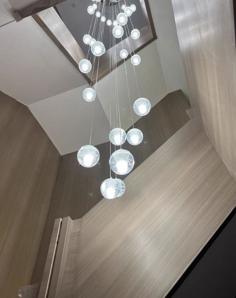 Oversized Nordic Art Round Air Bubbles Pendant Chandelier for Stairs / spiral Staircase / hotel