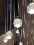 Oversized Nordic Art Round Air Bubbles Pendant Chandelier for Stairs / spiral Staircase / hotel