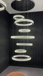 New Modern Light Luxury Oversized Multi-Tiered Rings Crystal Chandelier for Staircase / duplex / high-Ceiling