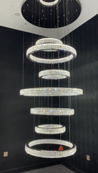 New Modern Light Luxury Oversized Multi-Tiered Rings Crystal Chandelier for Staircase / duplex / high-Ceiling