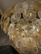 Light Luxury Art Design Creative Round Multi-Tiered Glass Chandelier for Living Room / bedroom
