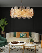 Light Luxury Art Design Creative Round Multi-Tiered Glass Chandelier for Living Room / bedroom