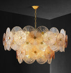 Light Luxury Art Design Creative Round Multi-Tiered Glass Chandelier for Living Room / bedroom