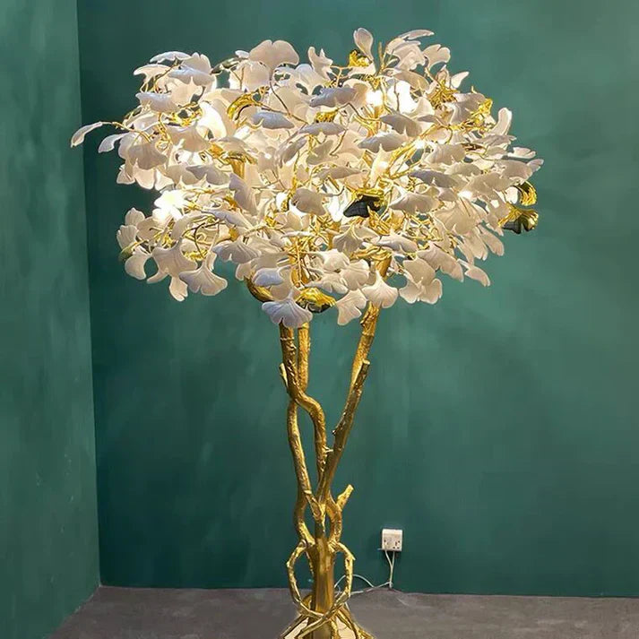 Luxury Creative Ceramic Ginkgo Branch Floor Lamp