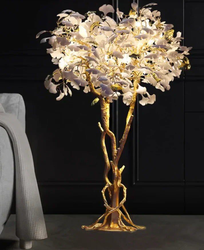 Luxury Creative Ceramic Ginkgo Branch Floor Lamp