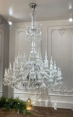 Light Luxury Classic Long Version Tiered Candle Light Crystal Chandelier for High-Ceiling Rooms / living Room