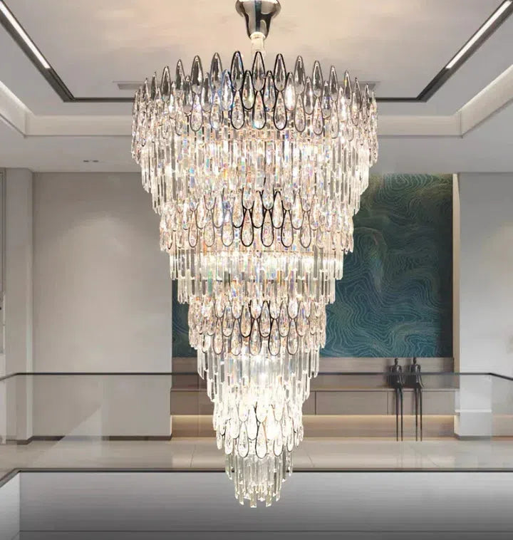Oversized Multi-Layers Luxury Creative Art Crystal Chandelier for Foyer / staircase / hallway