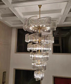 Oversized Modern Designer Creative Multi-Tiered Luxury Spiral Crystal Chandelier for