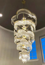 Oversized Modern Designer Creative Multi-Tiered Luxury Spiral Crystal Chandelier for