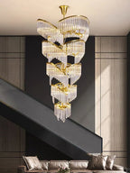 Oversized Modern Designer Creative Multi-Tiered Luxury Spiral Crystal Chandelier for