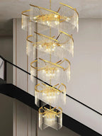 Oversized Modern Designer Creative Multi-Tiered Luxury Spiral Crystal Chandelier for