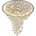 Oversized Art Design Autumn Maple Leaf Glass Chandelier for Dining Table / hallway / entryway Light