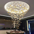 Oversized Art Design Autumn Maple Leaf Glass Chandelier for Dining Table / hallway / entryway Light