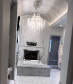 Light Luxury Silver Flower Branch Chandelier with Icicle Details