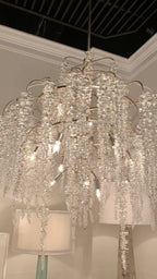 Light Luxury Silver Flower Branch Chandelier with Icicle Details