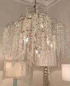 Light Luxury Silver Flower Branch Chandelier with Icicle Details