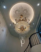 Stunning Oversized Luxury Golden Metal Candle Crystal Tassel Chandelier for High-Ceiling Staircase / entryway