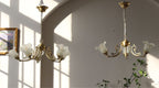 American Retro Vintage Flower Branch Glass and Copper Chandelier for Bedroom and Living Room