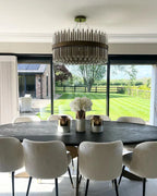 Modern Antique Brass Finish Round & Rectangle Glass Tube Chandelier – High-Quality Materials