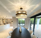 Modern Antique Brass Finish Round & Rectangle Glass Tube Chandelier – High-Quality Materials