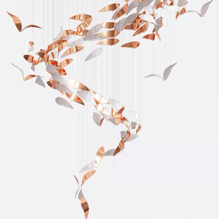 Luxury Spiral Creative Floating Ceramic Wings Chandelier for Hotel Lobby / restaurant