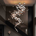 Luxury Spiral Creative Floating Ceramic Wings Chandelier for Hotel Lobby / restaurant