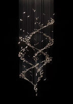 Extra Large Luxury Art Double Spiral Creative Crystal Chandelier for High-Ceiling Foyer / hallway / entryway