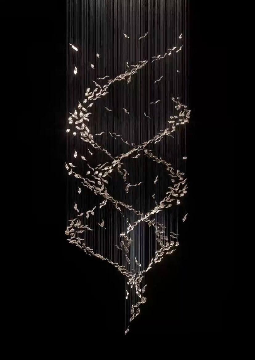 Extra Large Luxury Art Double Spiral Creative Crystal Chandelier for High-Ceiling Foyer / hallway / entryway