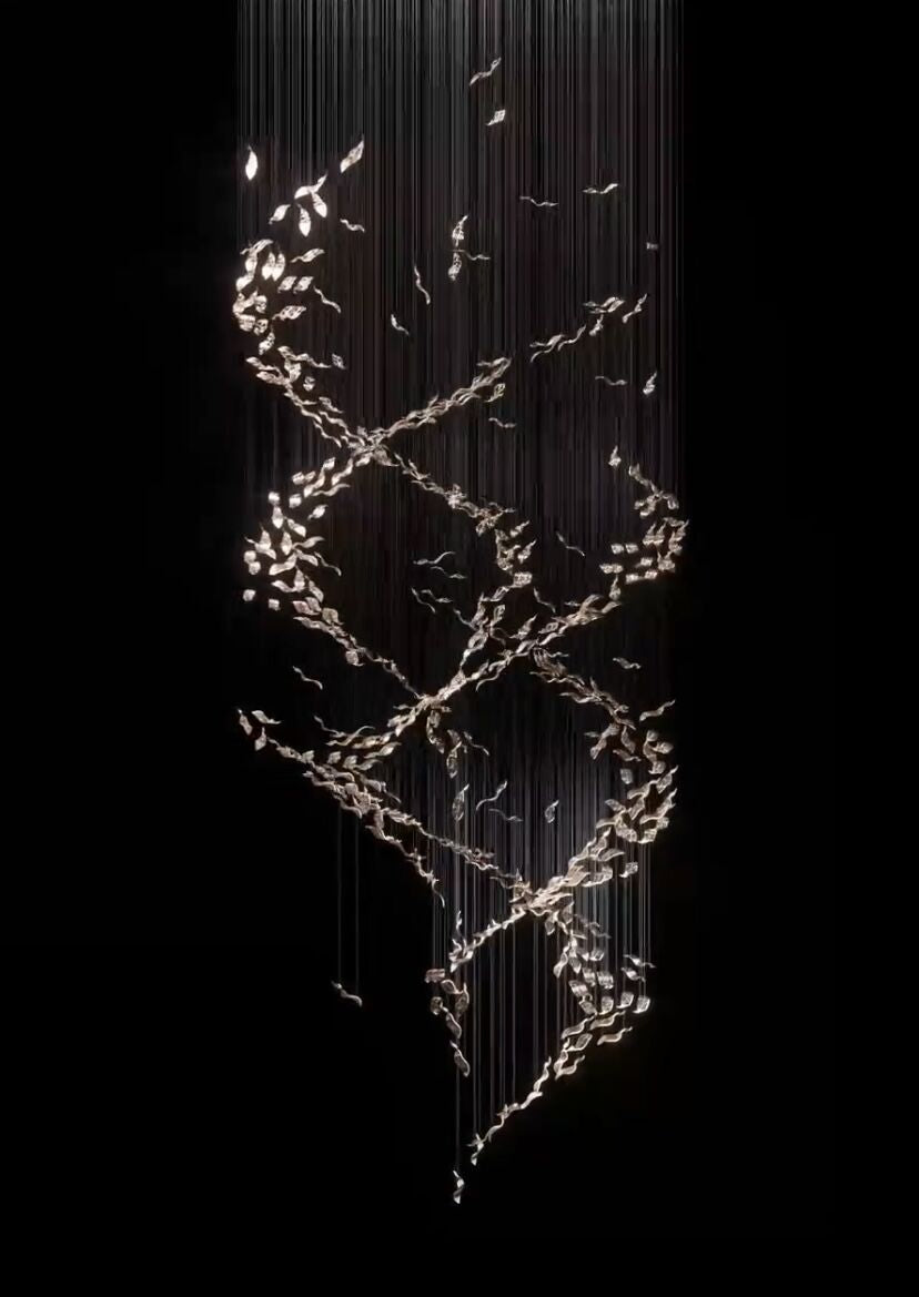 Extra Large Luxury Art Double Spiral Creative Crystal Chandelier for High-Ceiling Foyer / hallway / entryway