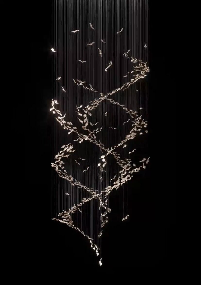 Extra Large Luxury Art Double Spiral Creative Crystal Chandelier for High-Ceiling Foyer / hallway / entryway