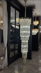 Luxury Modern Round Multi-Layers Crystal Chandelier with Four Leaf Clover for Staircase / high-Ceiling Space /