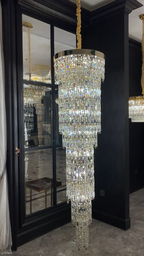 Luxury Modern Round Multi-Layers Crystal Chandelier with Four Leaf Clover for Staircase / high-Ceiling Space /