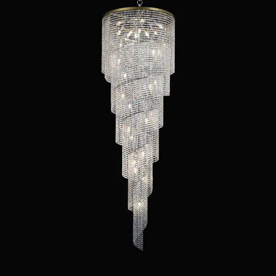 Extra Large Spiral Tiered Long Crystal Chandelier Luxury Crystal Tassel Light for Staircase / entryway