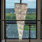 Extra Large Spiral Tiered Long Crystal Chandelier Luxury Crystal Tassel Light for Staircase / entryway