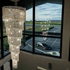 Extra Large Spiral Tiered Long Crystal Chandelier Luxury Crystal Tassel Light for Staircase / entryway