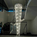 Extra Large Spiral Tiered Long Crystal Chandelier Luxury Crystal Tassel Light for Staircase / entryway